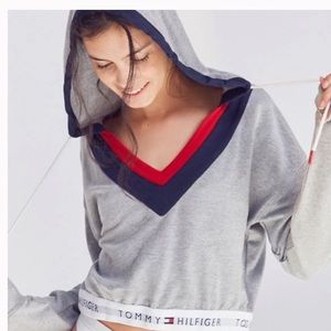 Tommy Hilfiger Urban Outfitters Crop Hoodie Gray